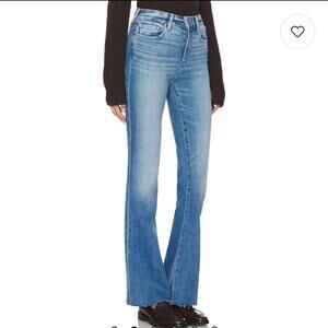 Paige Flare Jeans Raw Hem Medium Wash Size 26